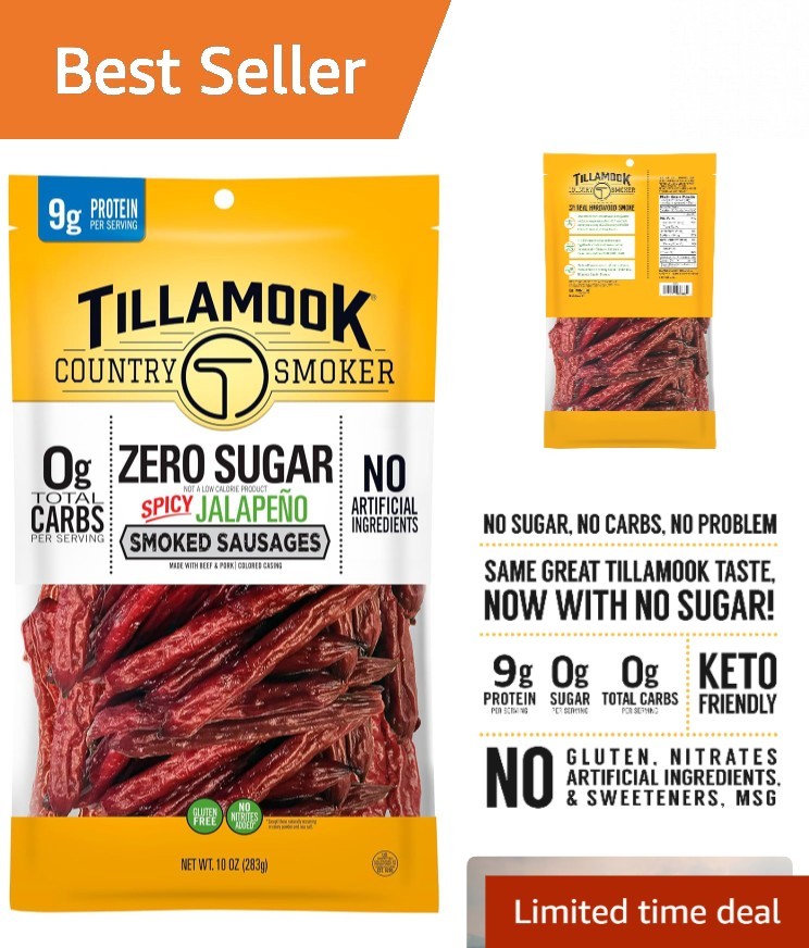 Keto Friendly Spicy Jalapeño Smoked Sausages | 10 Oz | Zero Sugar Delight