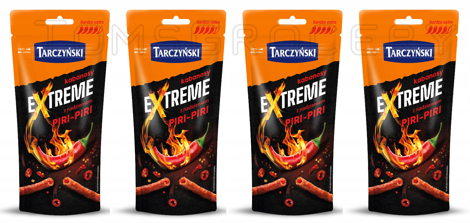 4 x Tarczynski Extreme Piri-Piri Cabanossi Kabanos Smoked Sausages Snacks