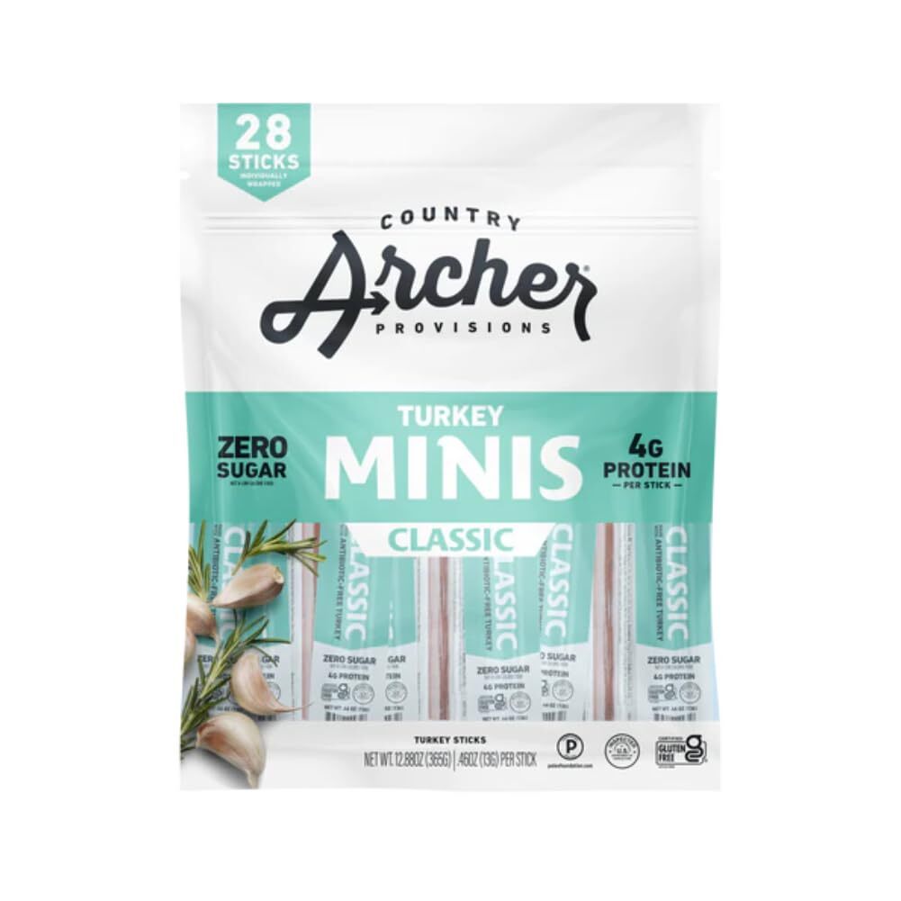 Country Archer Mini Turkey Jerky Sticks 28 Pack All Natural Healthy Snack”