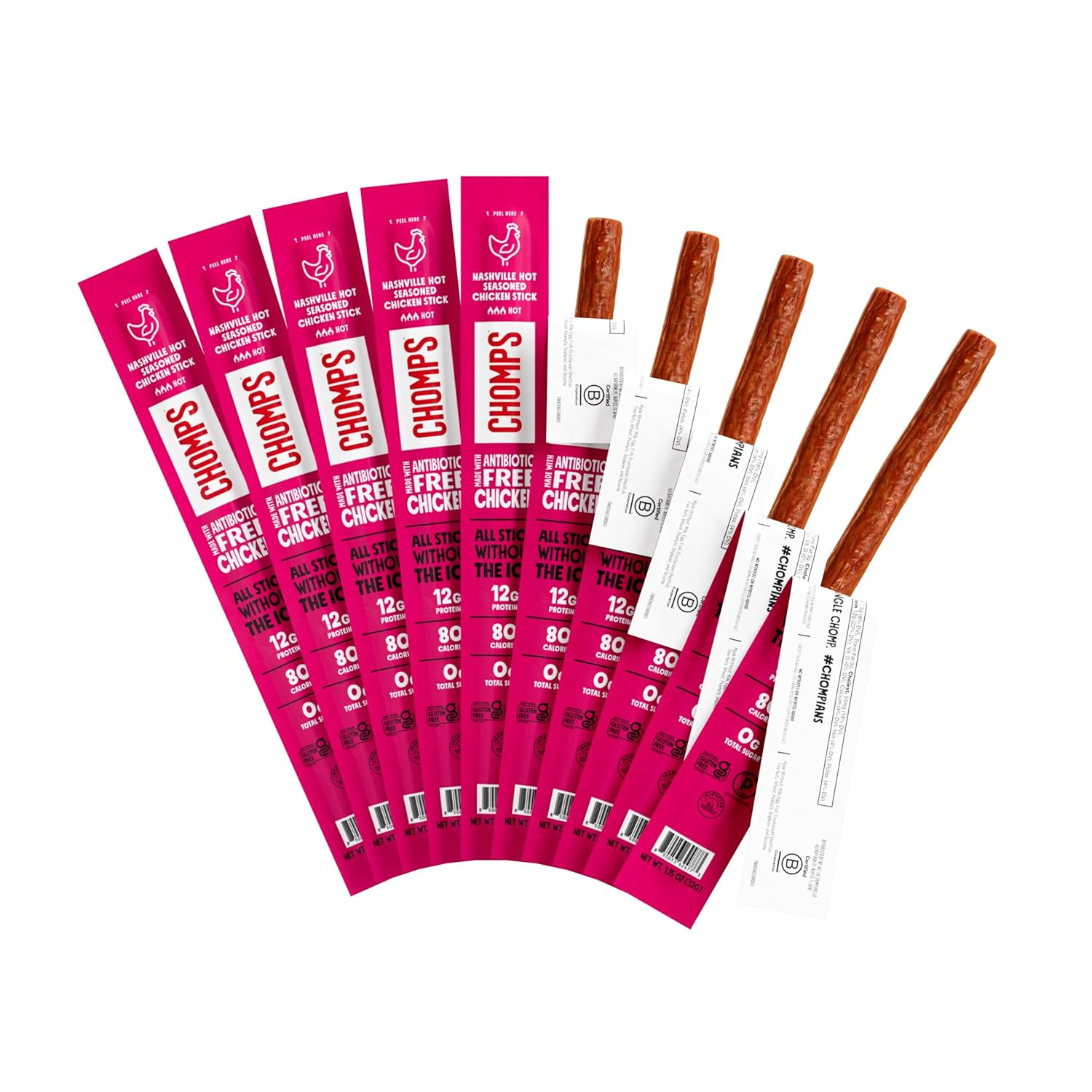 Nashville Hot Chicken Jerky Meat Snack Sticks 10-Pack – Keto, Paleo, Low Carb, W