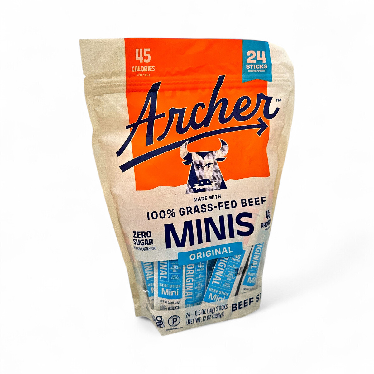 Archer Original Mini Grass-Fed Beef Sticks Zero Sugar, 0.5 oz – 24 Pack