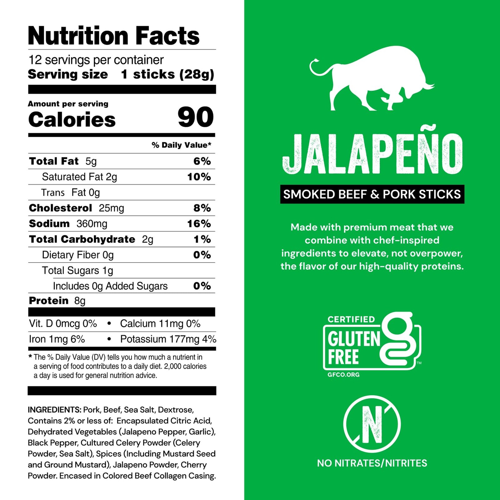 CHEF’S CUT Jerky Snack Sticks Jalapeno Cheddar 1.0 oz (Pack of 24)