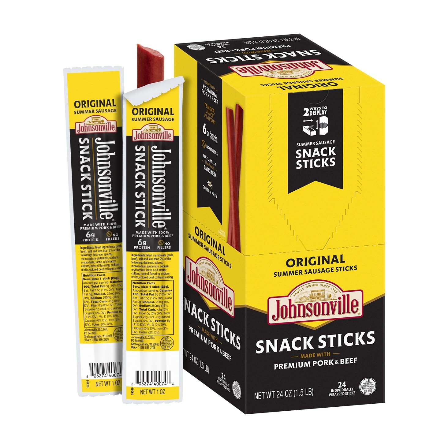 Johnsonville Summer Sausage Snack Sticks – Dairy Free Gluten Free Protein Sna…