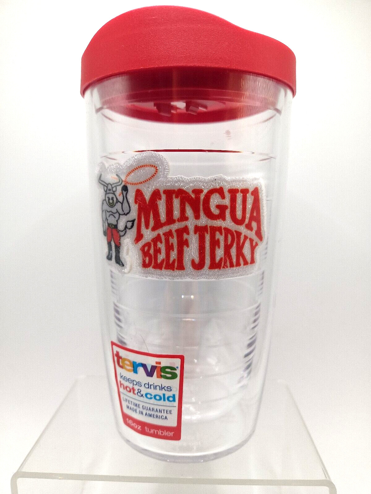 Mingua Beef Jerky Tervis Tumbler New 16 ounces Kentucky Bull Red Patch Design