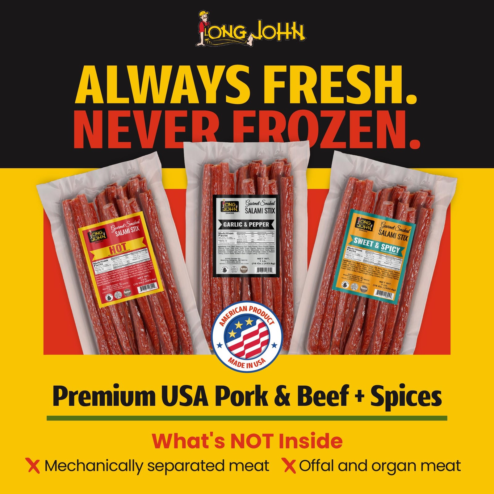 Dried Salami Sticks – High Protein Smoked Meat Sticks Bulk Pack – Handcrafted…
