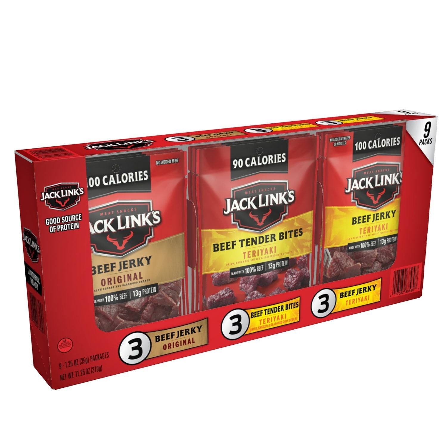 Jack Link’s Beef Jerky, Variety Pack, 1.25 oz., 9 pk.