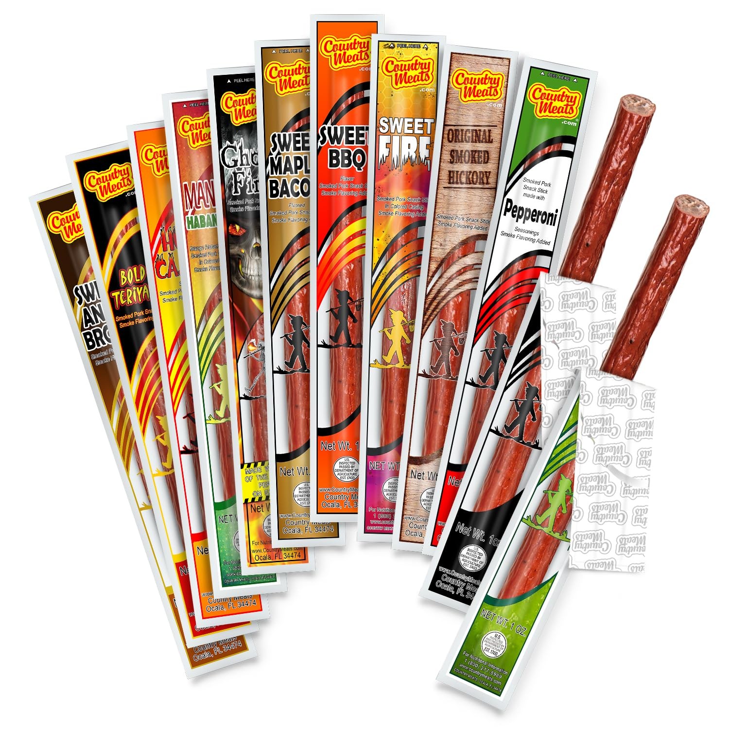 USDA Certified Meat Sticks, 0 Trans Fat, High Protein Snack, Variety Pack