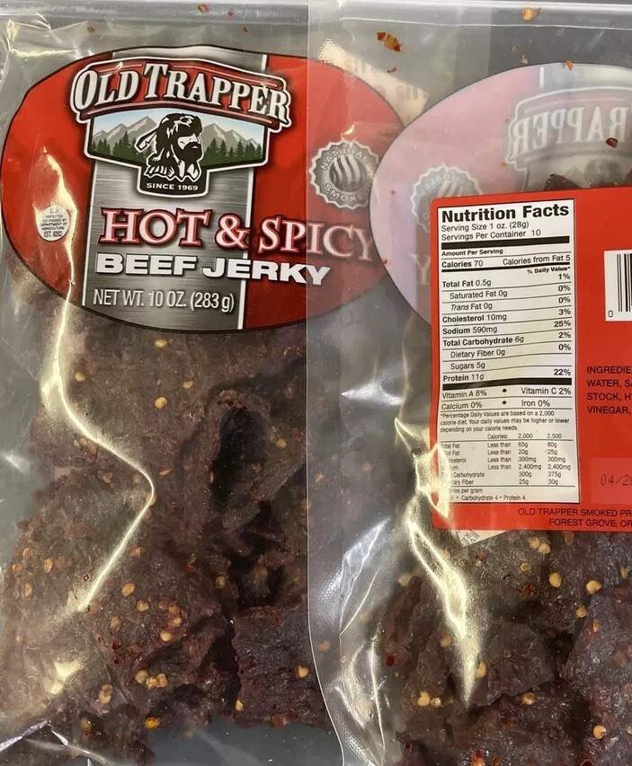 Old Trapper Hot and Spicy Beef Jerky – (5 10oz Bags)