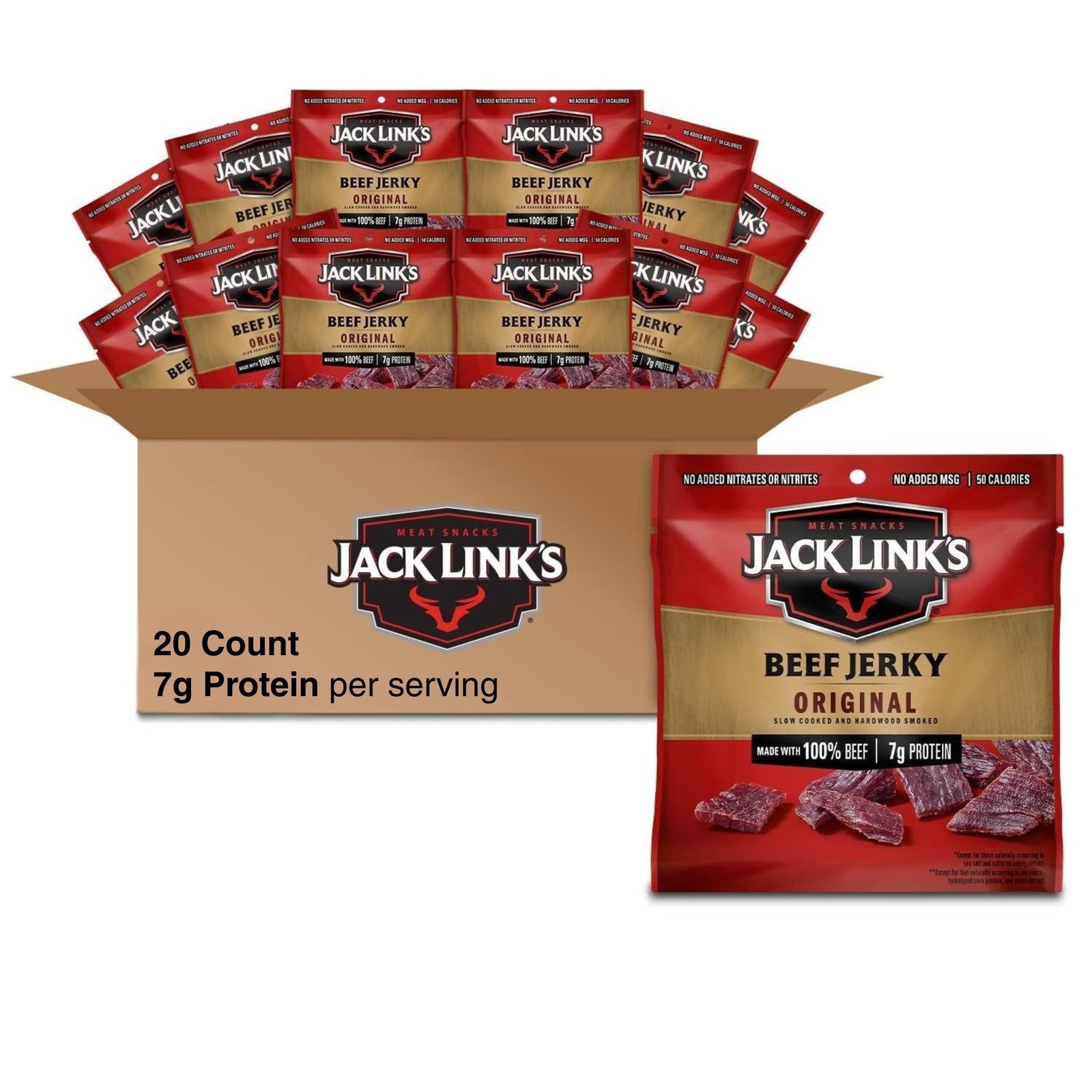 Jack Link’s Beef Jerky Multipack – 0.625 Ounce (Pack of 20), Original