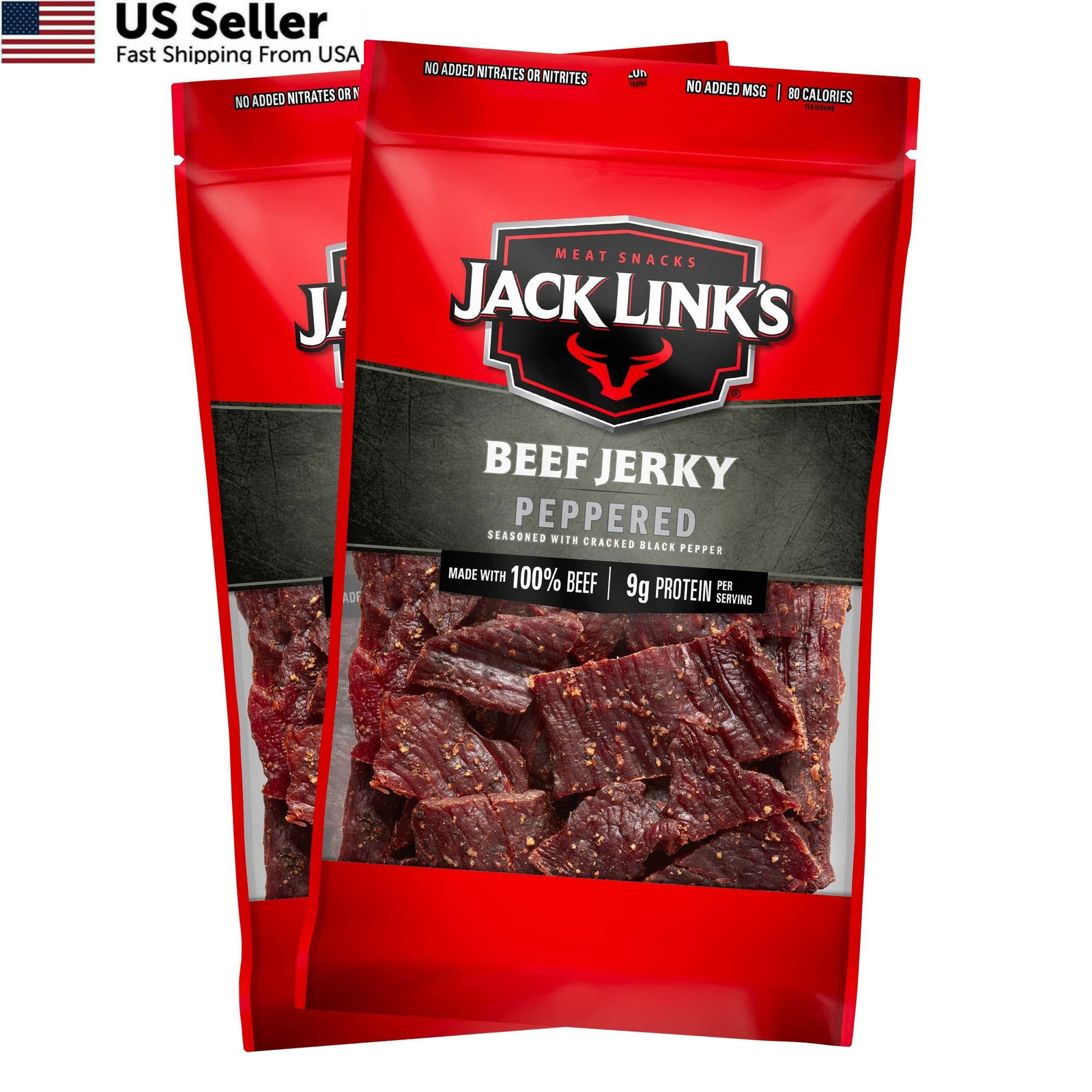 Jack Link’s Beef Jerky – Peppered – Made with 9 Ounce (Pack of 2),