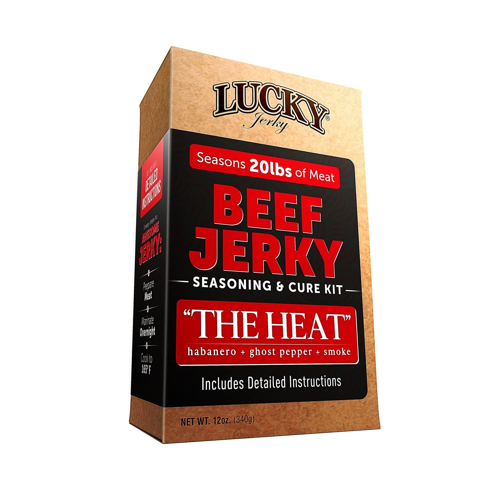 Lucky Jerky The Heat DIY Beef Seasoning and 12 Ounce (Pack of 1), Brown