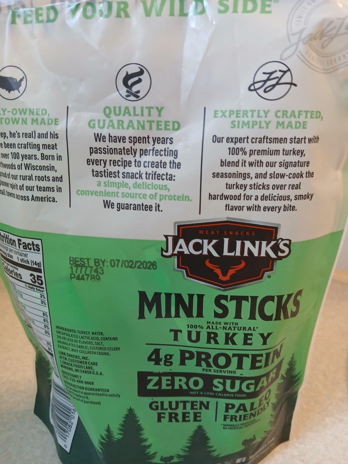 2 Jack Link’s Savory Herb Mini Turkey Stick 24 x 0.5 Oz EXP 07/2026 – 2 Big Bags
