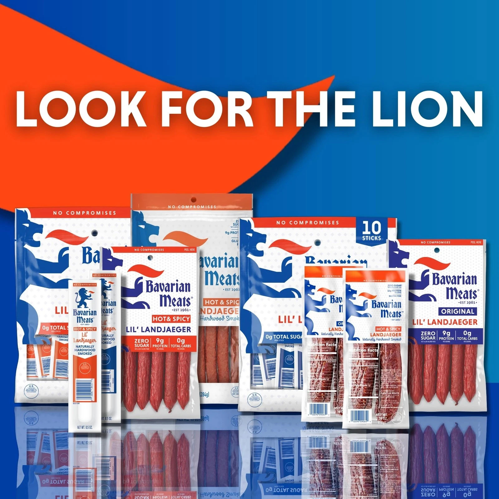 Bavarian Meats Lil’ Landjaegers Meat Sticks, Smoked Sausage Protein Sn