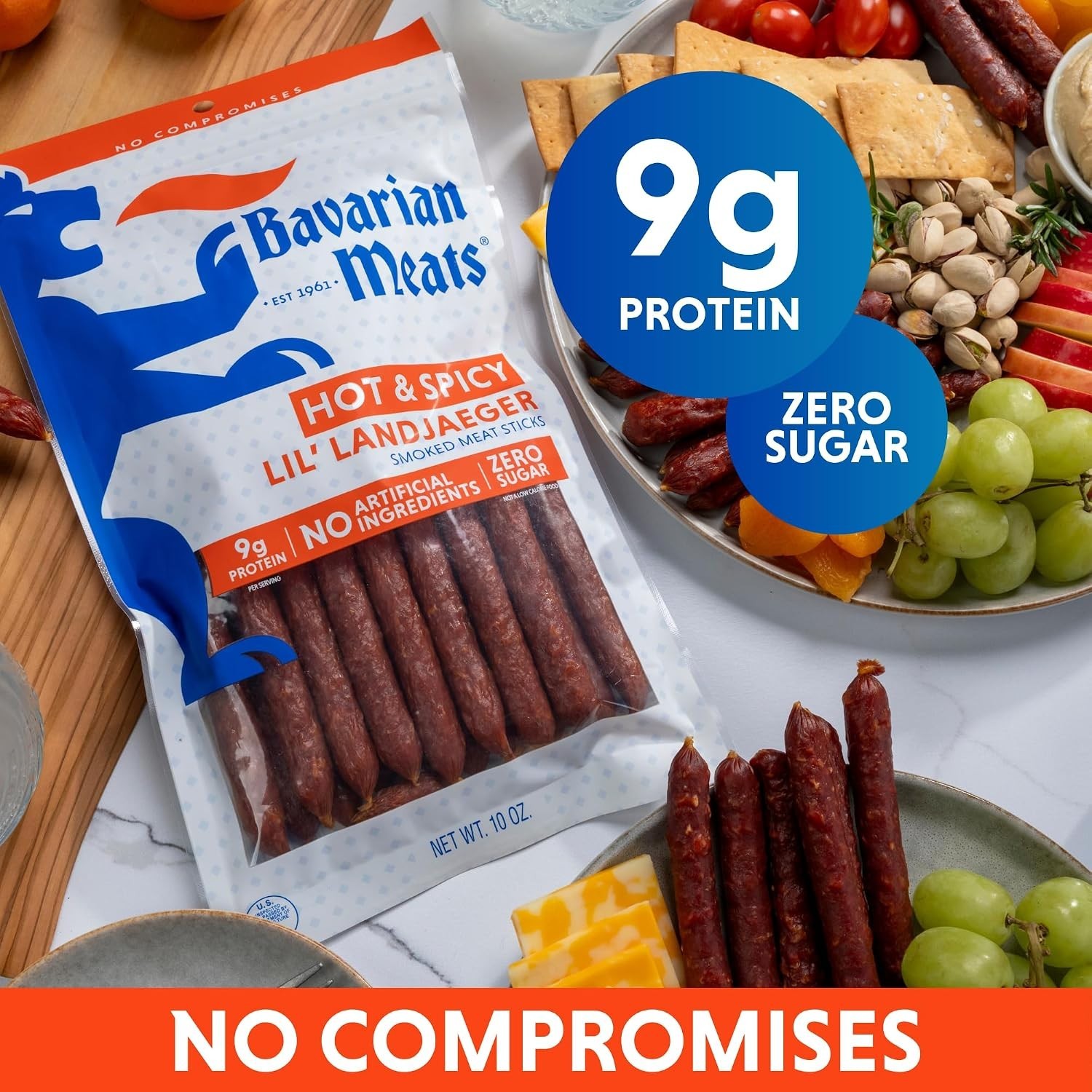Hot & Spicy Lil’ Landjaeger Meat Sticks, Smoked Sausage Protein Snacks, Zero …