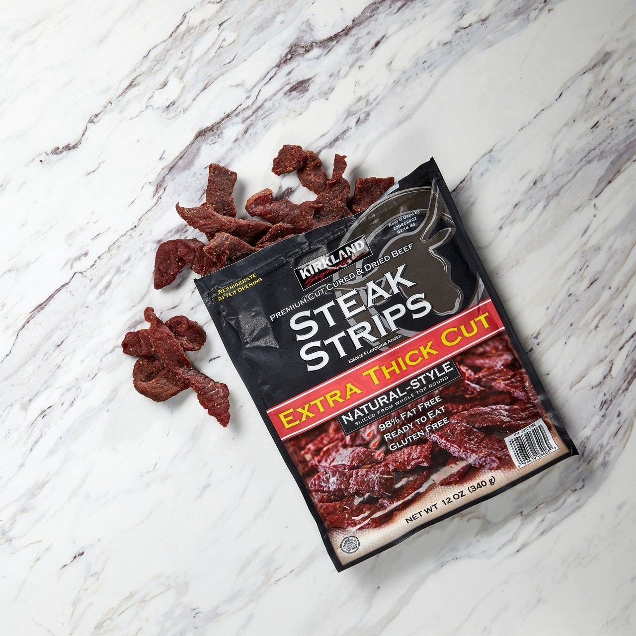 New Kirkland Premium Extra Thick Cut Steak Strips – 12 Oz Bag (380g) EXP 03/2026
