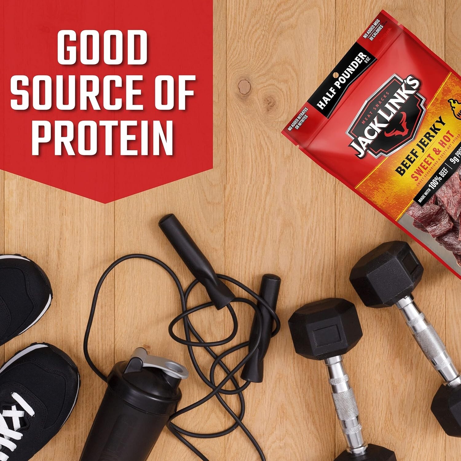 Premium Sweet & Hot Beef Jerky, ½ Pounder Bag – High Protein & Low Calorie Snack