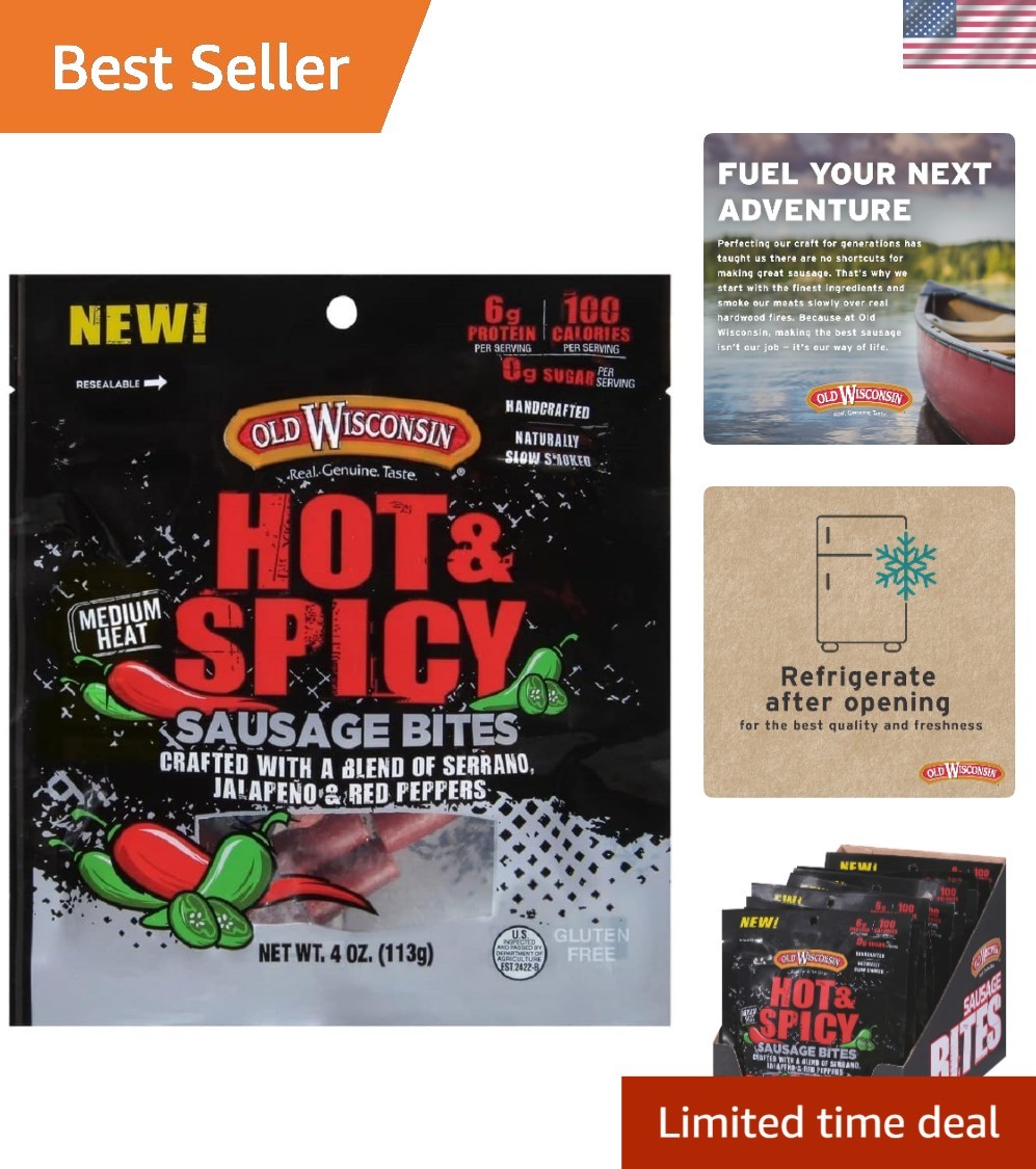 Bold Flavor Hot & Spicy Sausage Bites – 4oz Resealable Snack Package