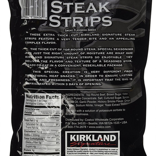 Kirkland Premium Cut Steak Strips Dried Beef Jerky Extra Thick Cut 12 oz