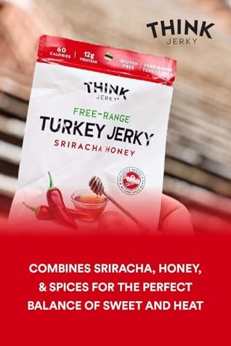 Sriracha Honey Beef and Turkey Jerky Pack of 4 Gourmet Healthy Snack 2.2oz