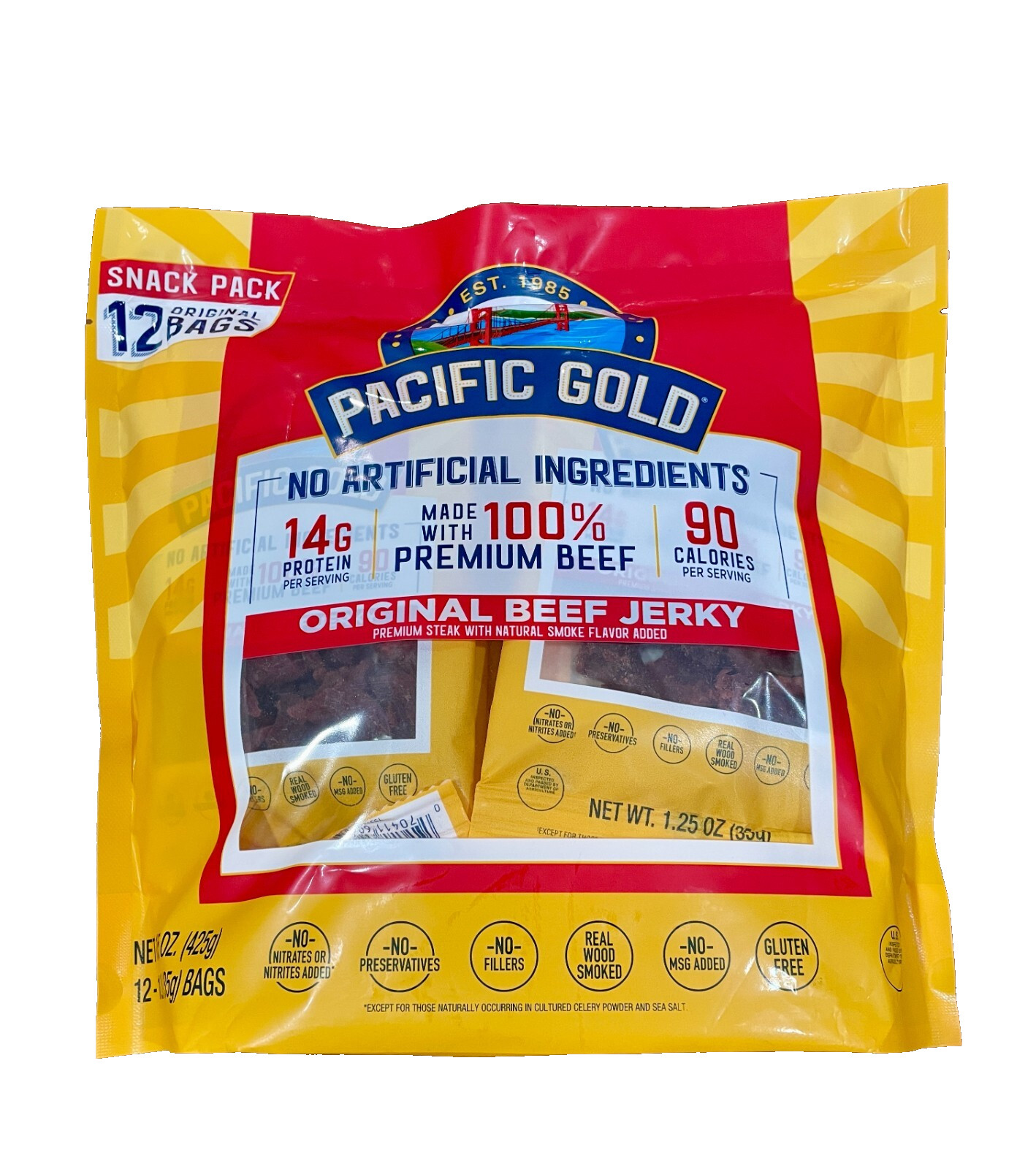 2-PACK New Pacific Gold Original Beef Jerky Multi Pack 12 ct, 15 oz Each pack