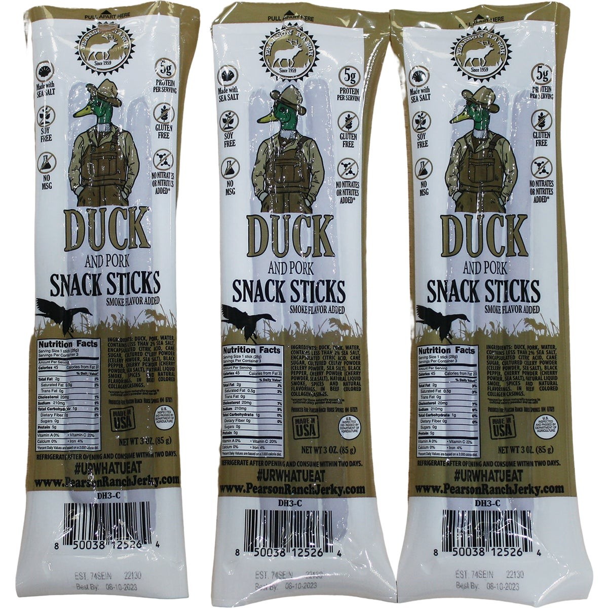 Pearson Ranch Jerky 3 Oz. Duck Multi-Pack Snack Stick Jerky DH3-C-CAD Pack of 6