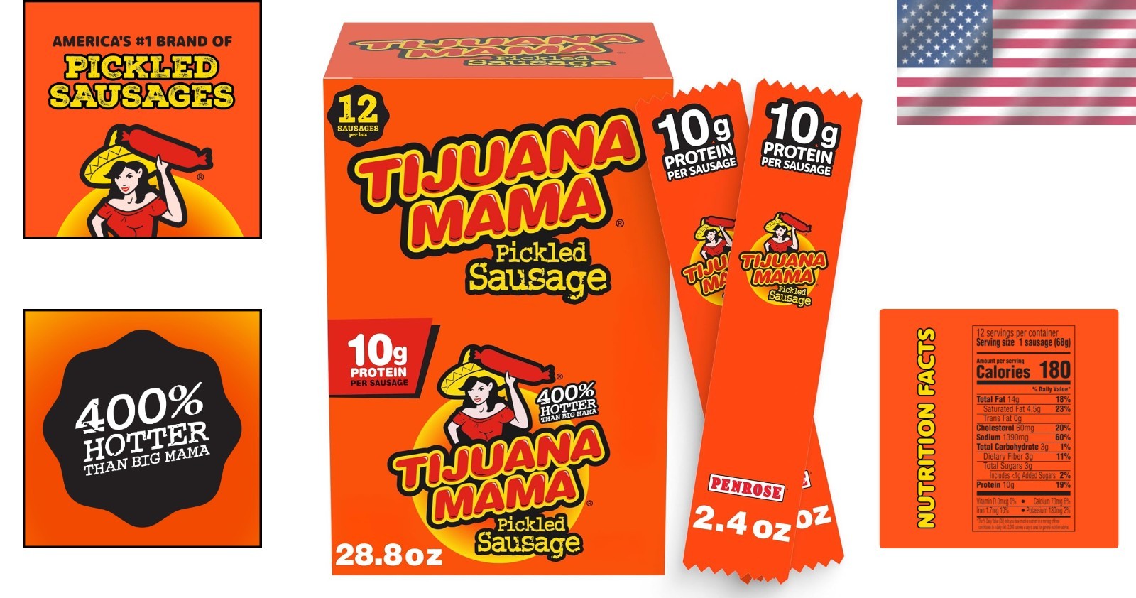 Savory Tijuana Mama Pickled Sausages (2.4 Oz/12 Pack) – Ready-to-Eat Goodness