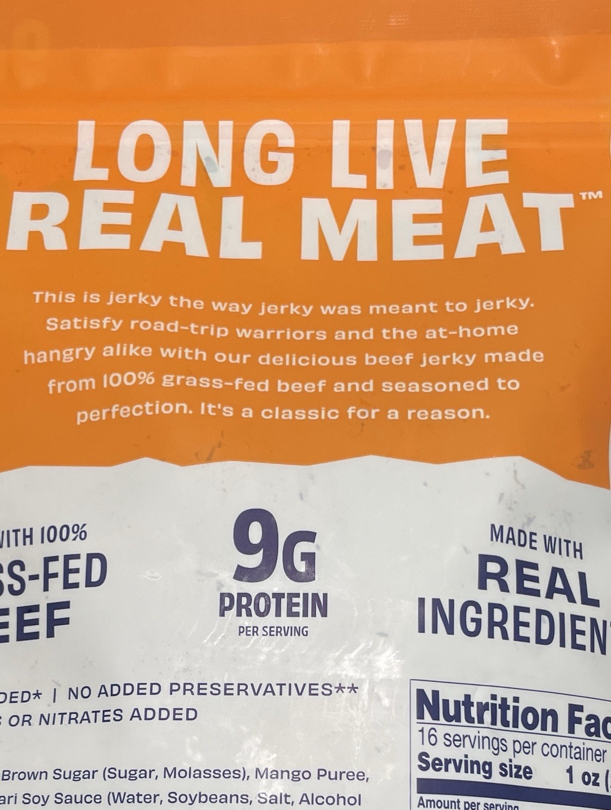 Archer Mango Habanero Grass-Fed Beef Jerky 16 oz./ 454g One Pound! 1 lb.