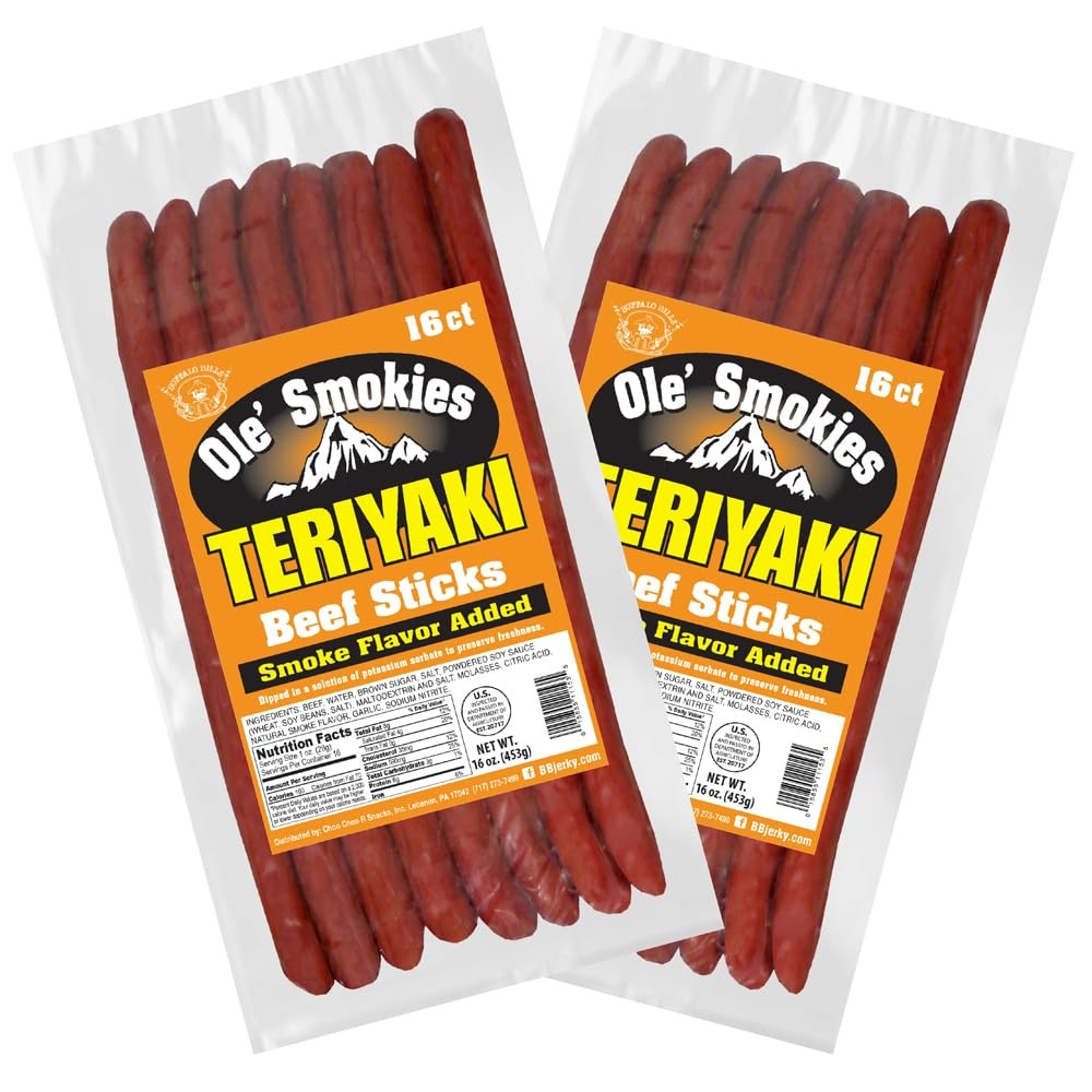 Buffalo Bills Teriyaki Ole Smokies 16-ct Bulk 9-Inch Beef Sticks two 1-lb bags