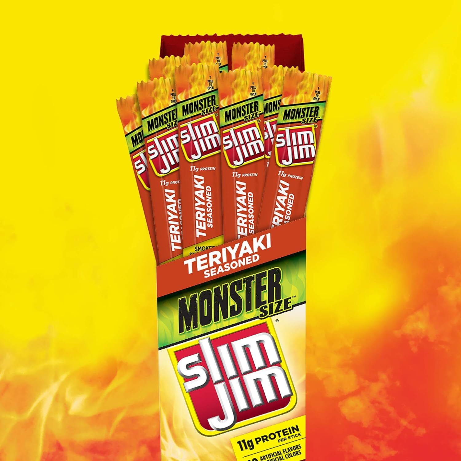 Slim Jim Monster Smoked Meat Stick, Teriyaki Seasoned, Packed with Protein, 1…