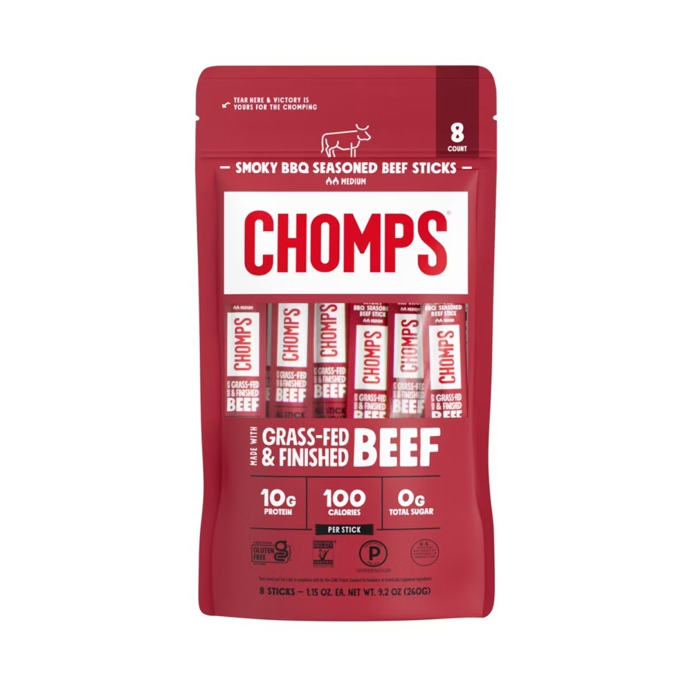 Chomps Snack Sticks Smoky BBQ Beef Meat Sticks – 9.2oz/8ct