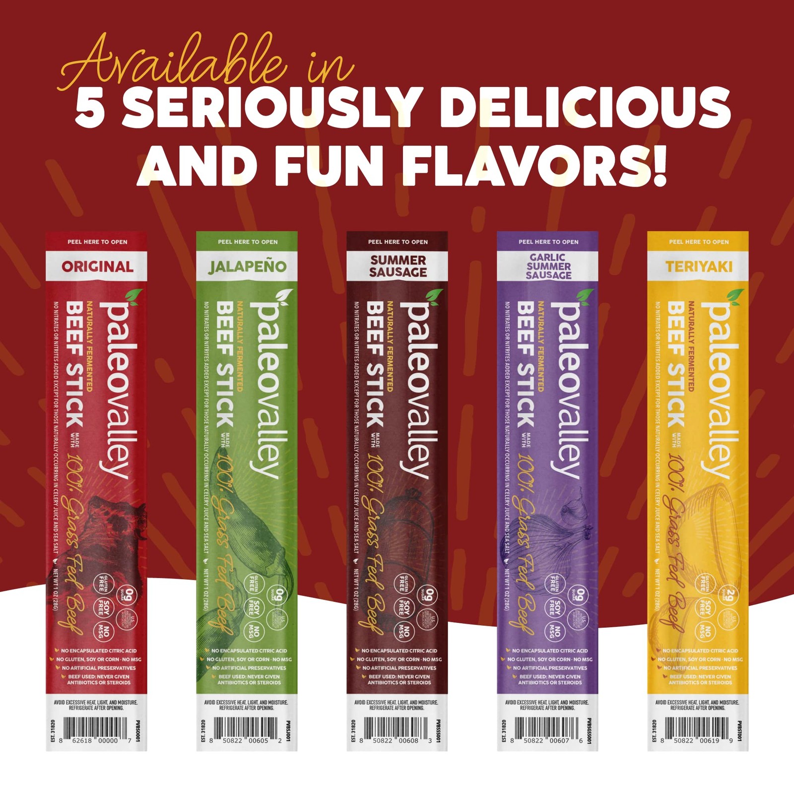 100% Grass Fed Original Beef Sticks – Gluten Free Snack – High Protein Keto