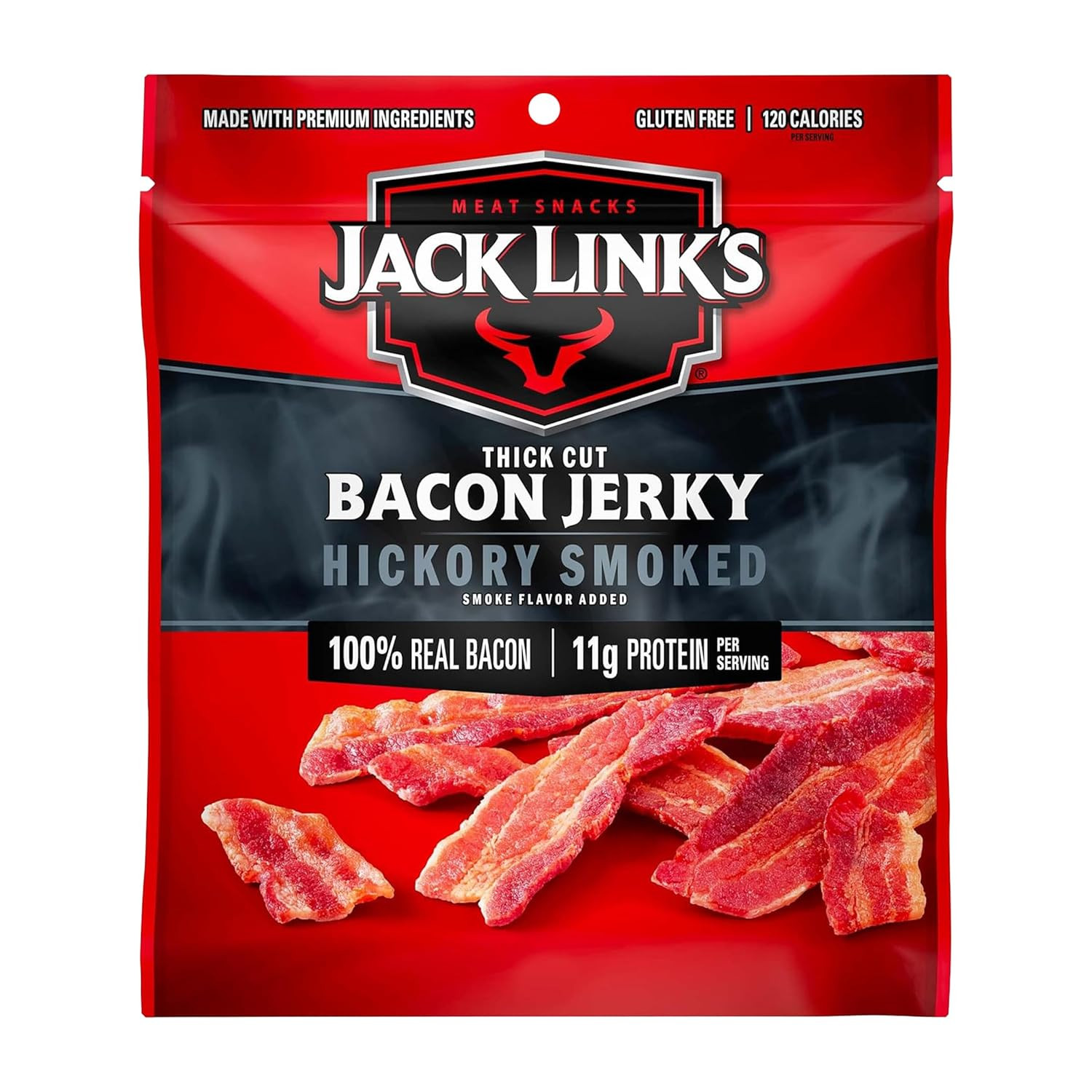 Bacon Jerky, Hickory Smoked – Flavorful Ready to Eat Meat Snack with 11G of Prot