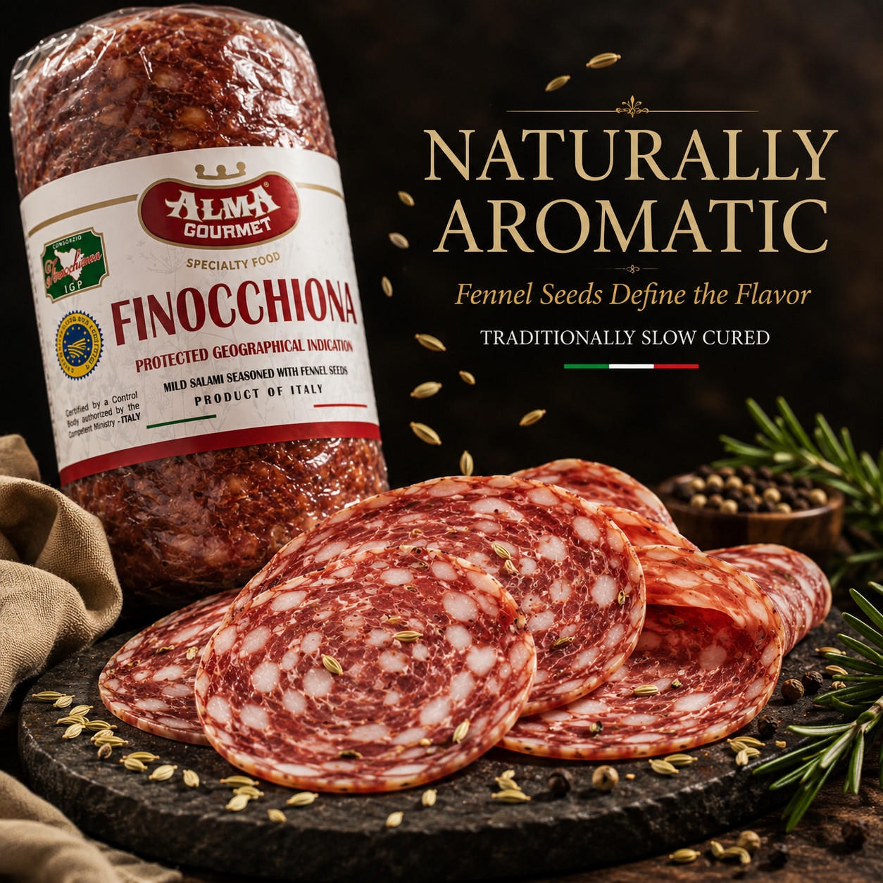 Alma Gourmet Finocchiona IGP Salami 3 lb – Tuscan Salami with Fennel