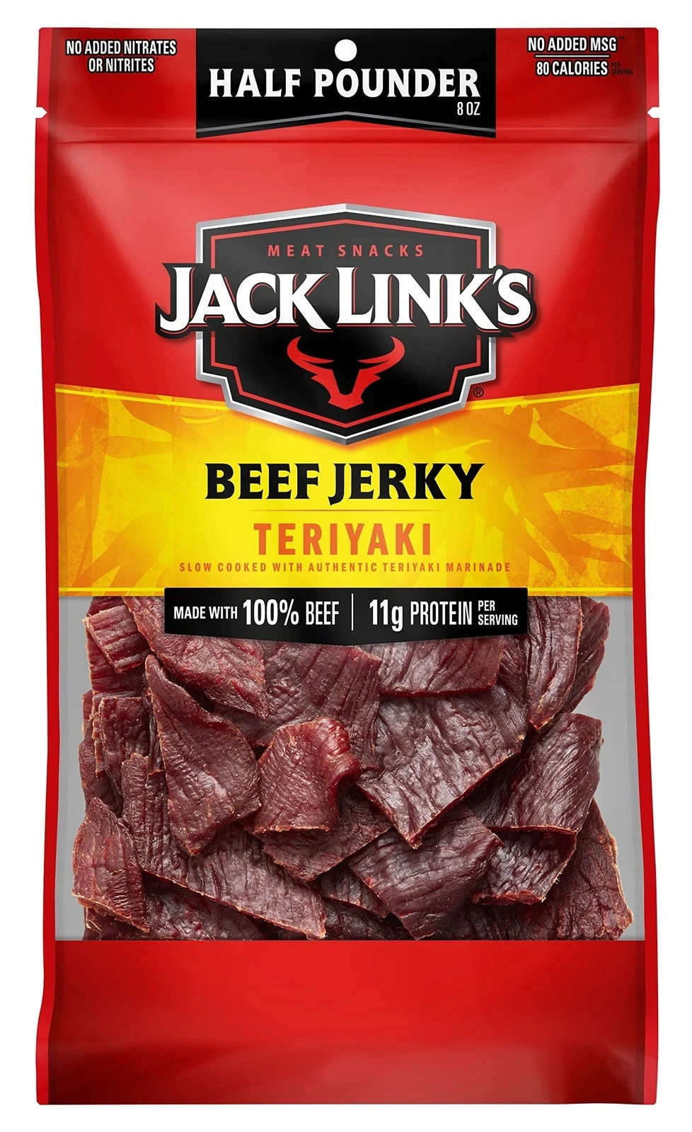 Jack Link’s Beef Jerky Teriyaki ½ Pounder Flavorful Meat Snack No Added MSG