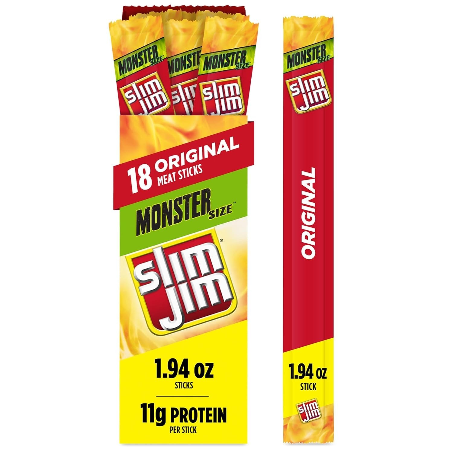 Keto-Friendly Monster Smoked Meat Sticks, 34.92 oz – 18 Individually Wrapped