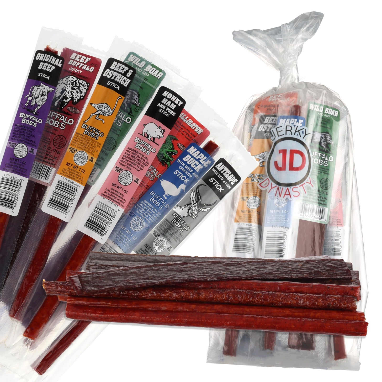 Jerky Dynasty The Ultimate 27-Piece Exotic Jerky Gift Set – Buffalo Bobs Wild…