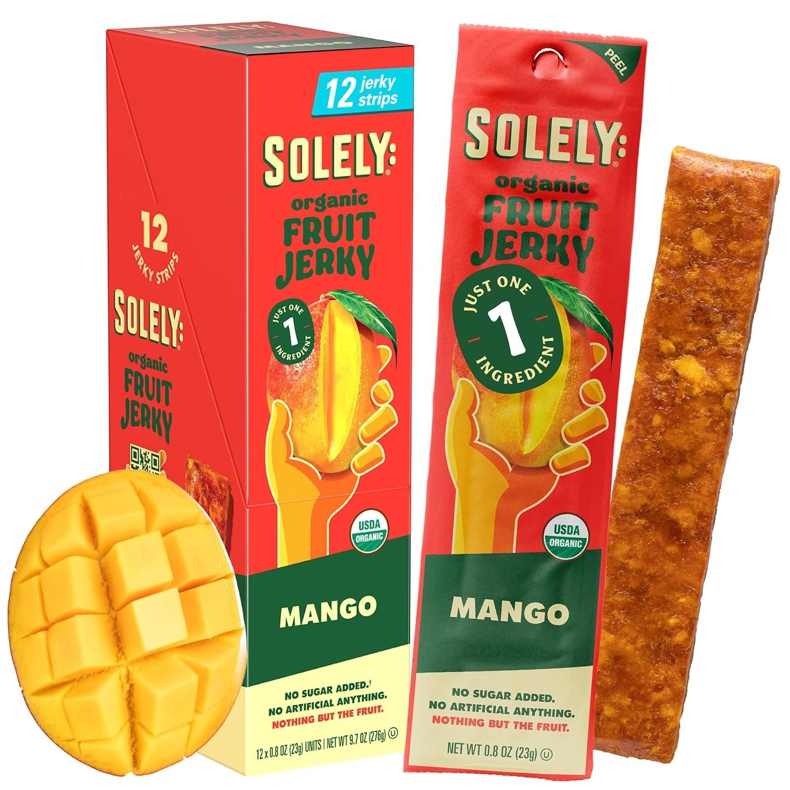 SOLELY Organic Mango Blueberry Fruit Jerky – 12 Strips – Vegan Snack