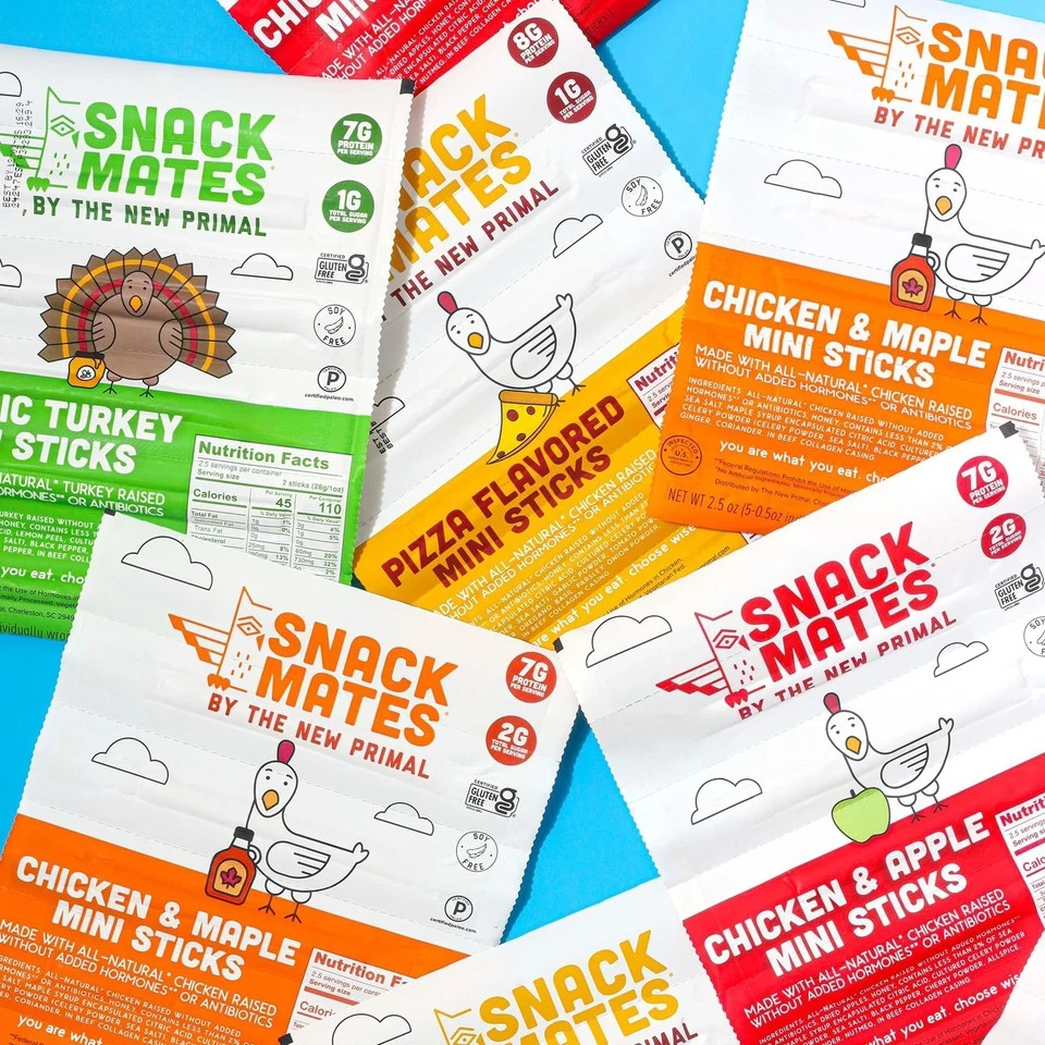 Primal Snack Mates Chicken & Maple Sticks 40 Pack Gluten-Free High Protein