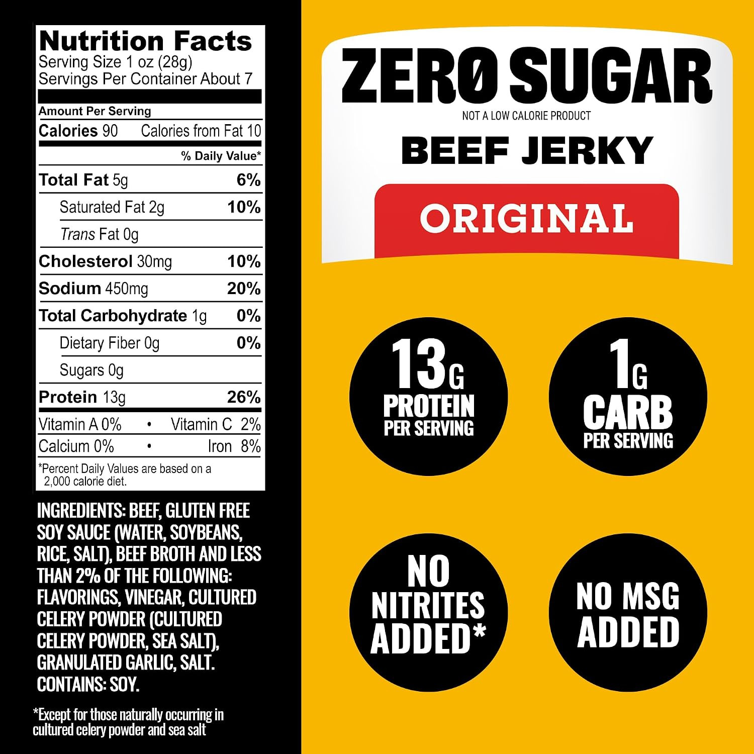 Tillamook Country Smoker Zero Sugar Original Beef Jerky Sticks, 6.5 Oz, 14G Prot