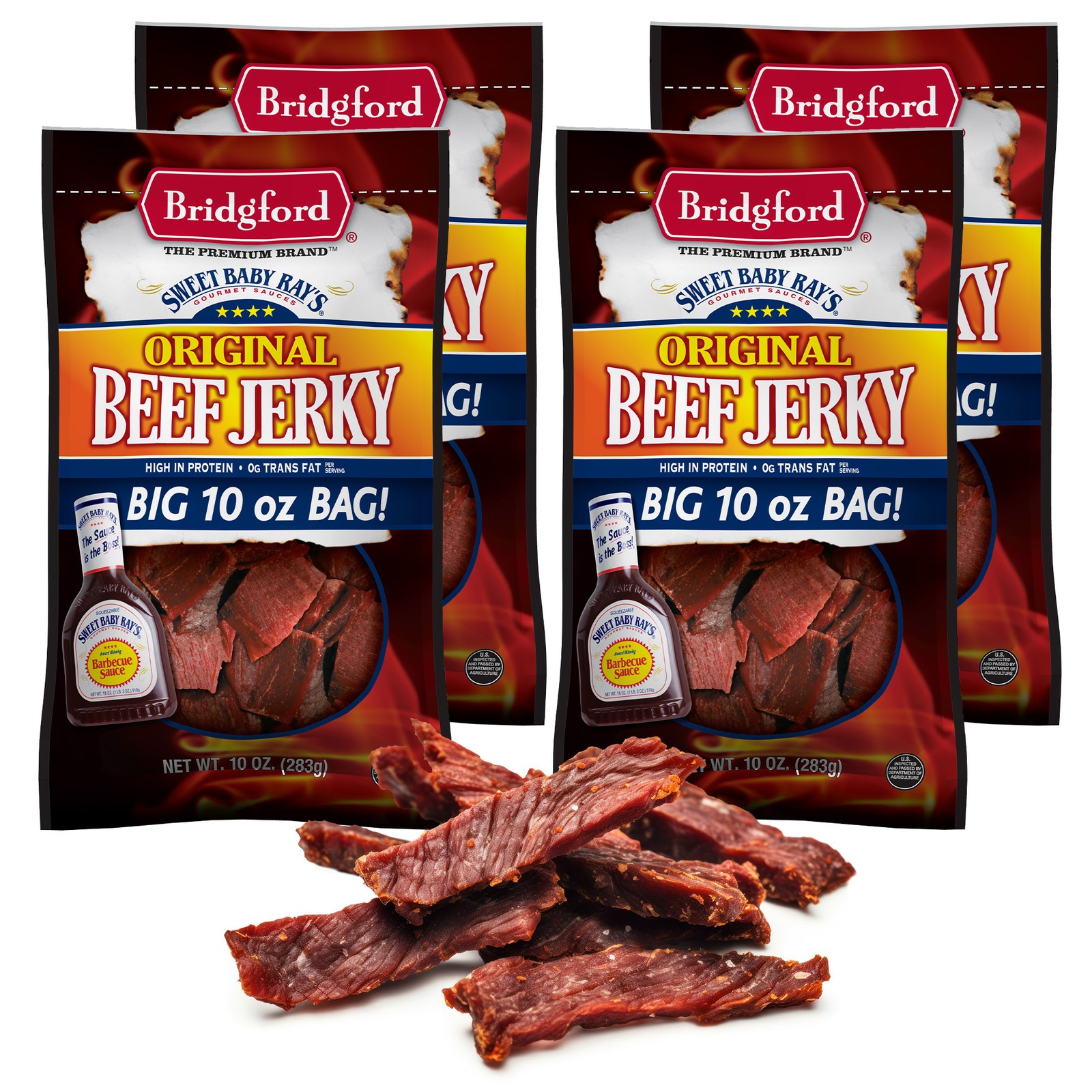 Bridgford – SBR – Beef Jerky – Original – 10 oz – Pack of 4