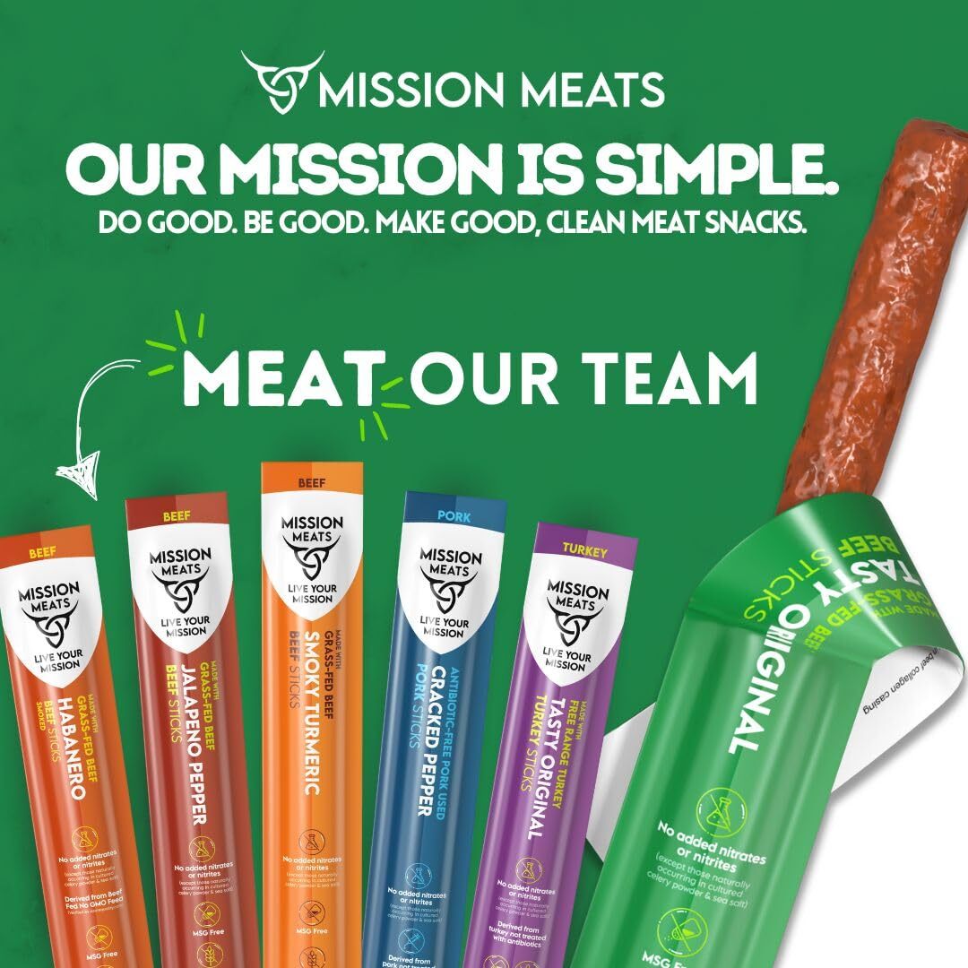 Mission Meats Grass Fed Beef Sticks – Sugar Free Beef Sticks, Gluten Free, Wh…
