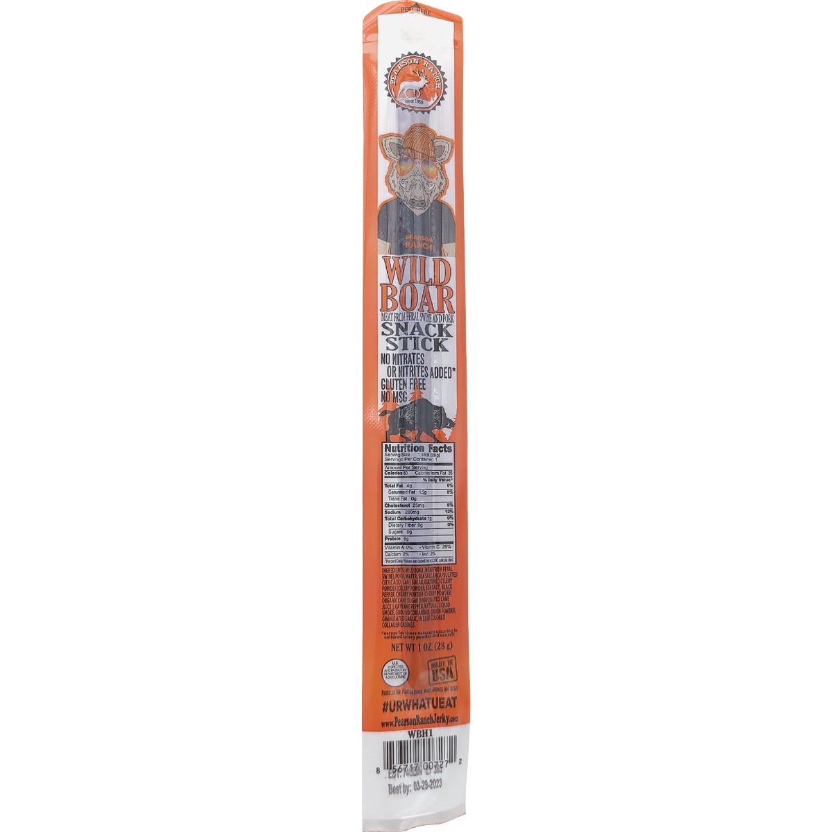 Pearson Ranch Jerky 1 Oz. Wild Boar Snack Stick WBH1-C-CAD Pack of 24 Pearson