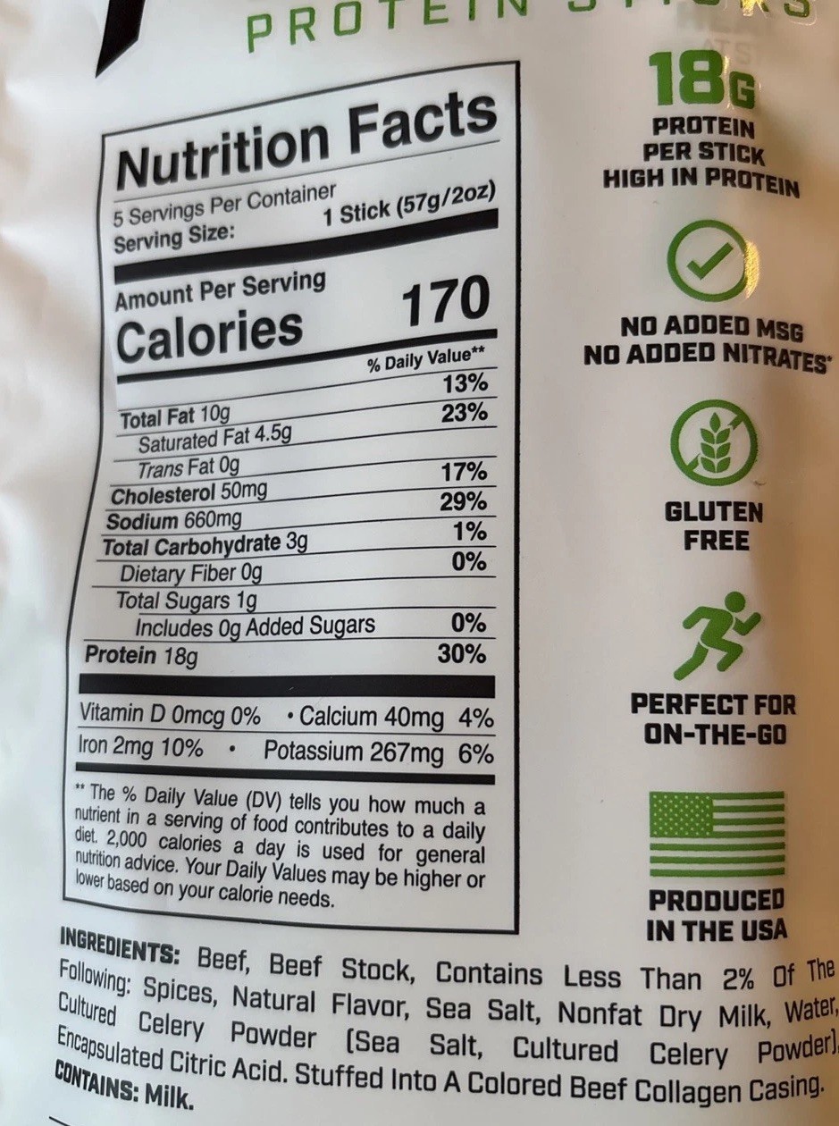 1st Phorm Jalapeño Heat & Original Smokehouse High Protein Meat Sticks, 4ct