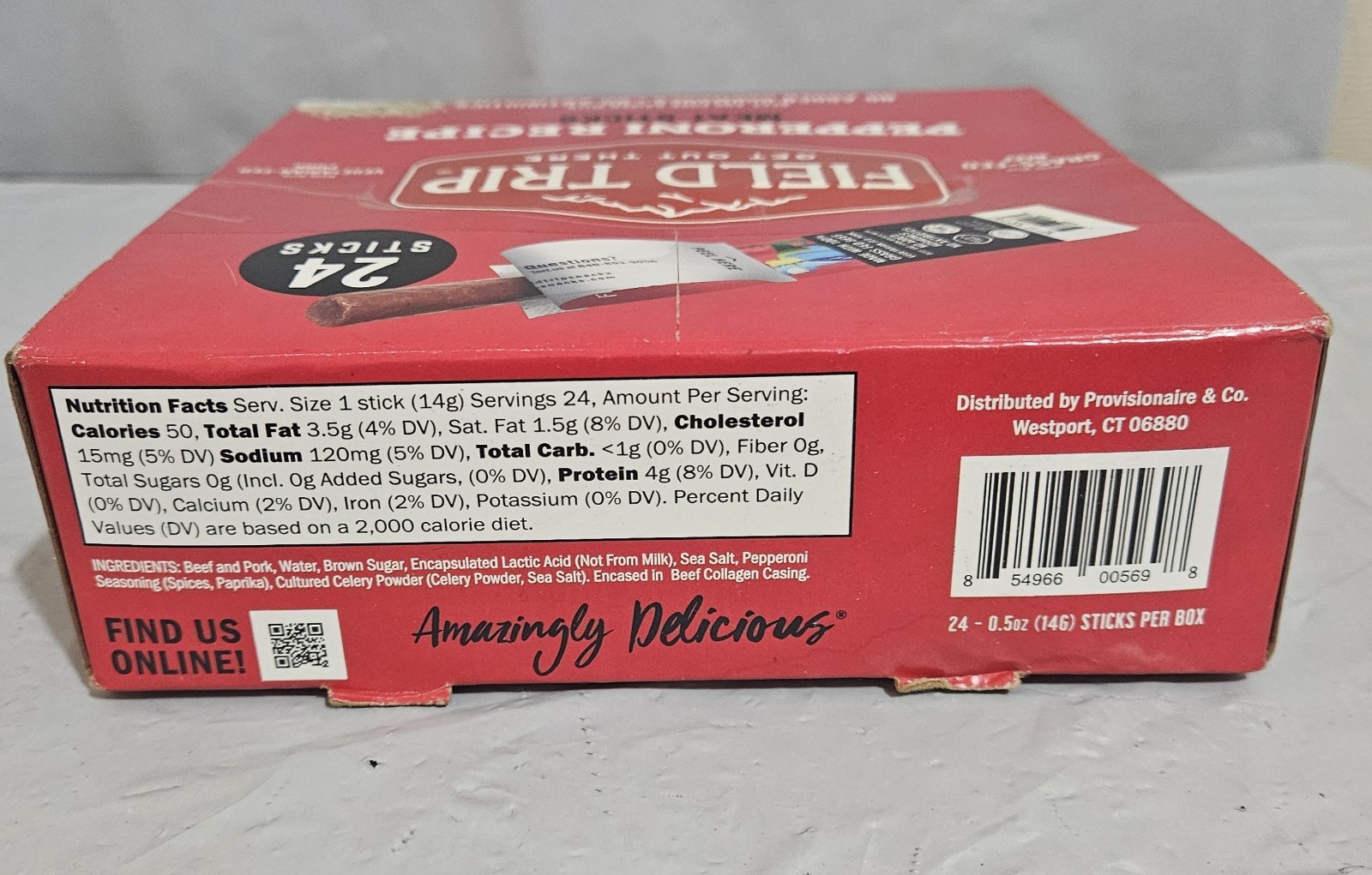 24 Meat Sticks Field Trip Pepperoni Recipe Grass Fed, No Hormones, No Antibiotic
