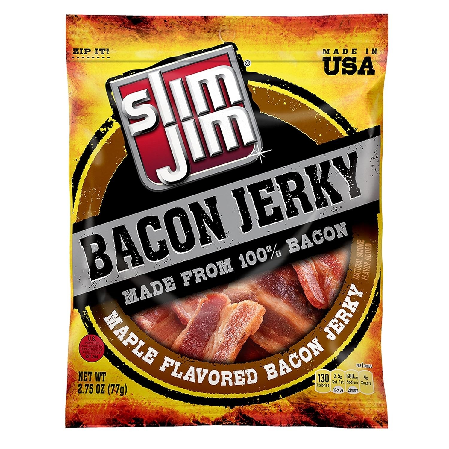 2.75oz Bacon Jerky, Maple Flavor – On-the-Go Protein Snack for Adventurers