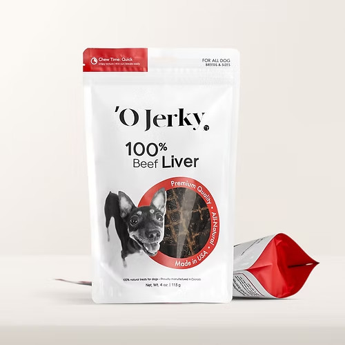 ‘O Jerky 100% Beef Liver for Dogs, Single Ingredient, Sourced & Made in USA 4oz