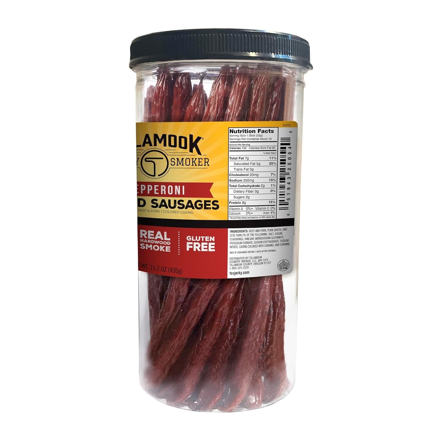 Tillamook Country Smoker Real Hardwood Smoked Sausages, Pepperoni, 15.2 Ounce Ta