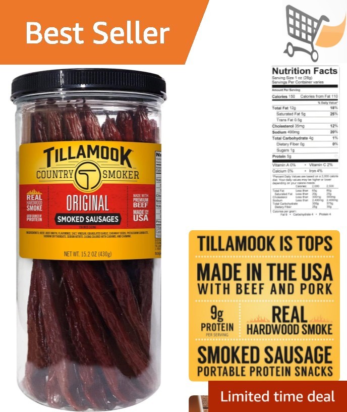 Hardwood Smoked Sausages Beef 20 Count Resealable Jar Protein Snack