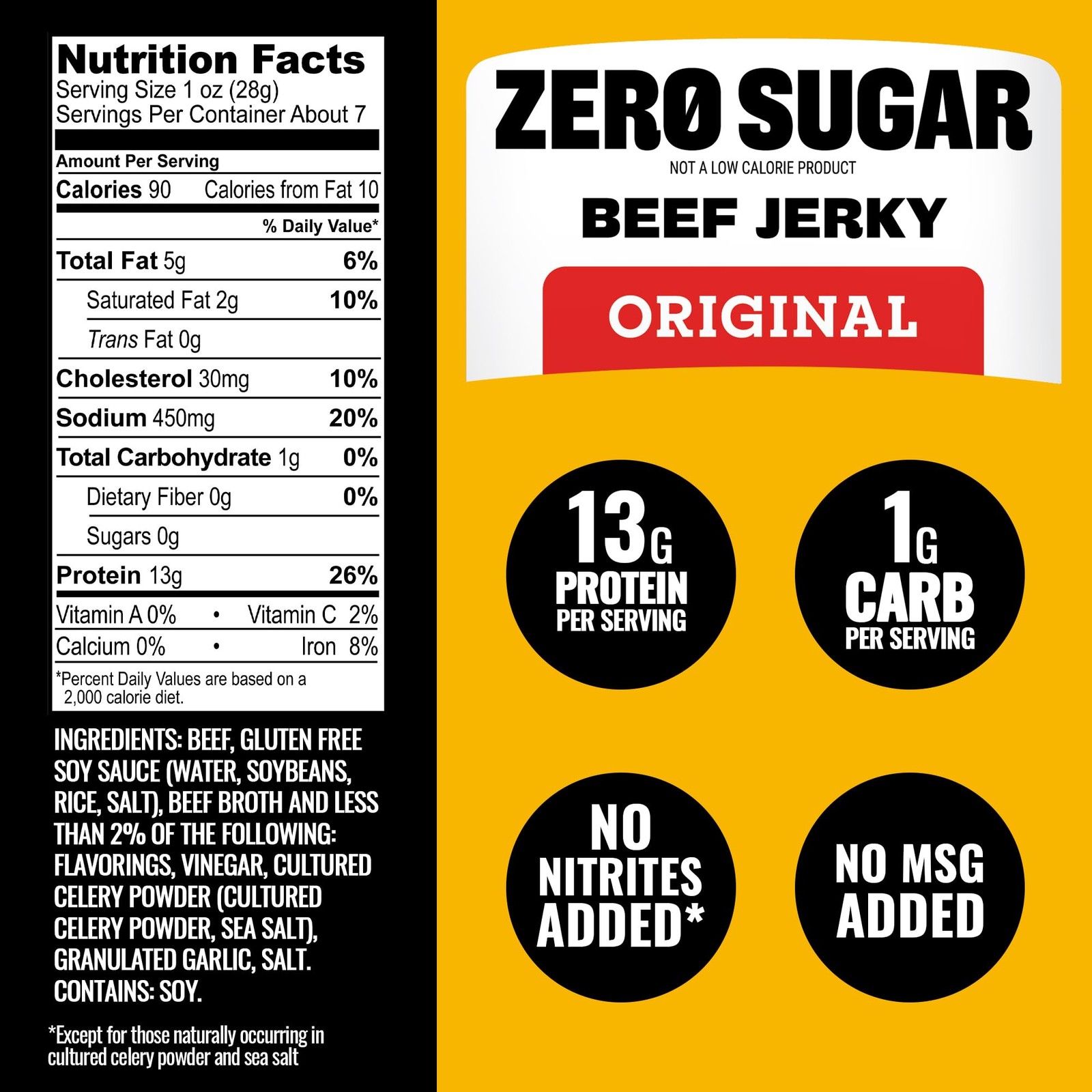 Tillamook Country Smoker Zero Sugar Original Beef Jerky Sticks, 6.5 Oz, 14g Prot