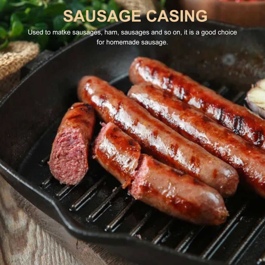 1 Set Elastic Collagen Sausage Casings for Kitchen Use Natural Edible Sleeve